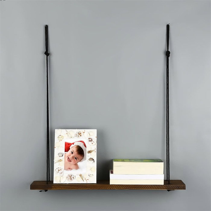 Hanah Home Estantería de pared de madera de abeto color nogal Hanah Home Estantería de pared de madera de abeto color nogal